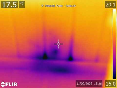 Thermographie d’une paroi avec échelle de température complète